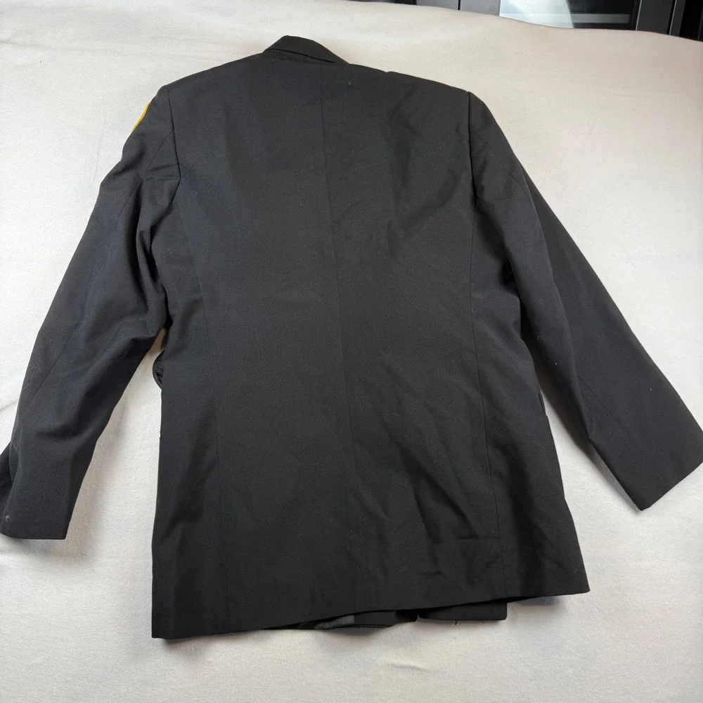 DSCP Uniart Corp Navy JROTC Dress Jacket 38R Black Wool Blend Double Breasted